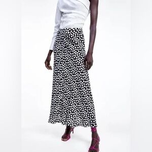 Zara Black and White Polka Dot Maxi Skirt